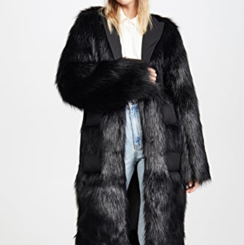 Anais Jourden Faux Fur Oversized Maxi Blazer Jacket Coat Sz Fr 38
